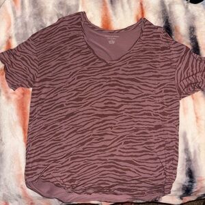 American Eagle Outfitters Mauve Zebra Print Tee